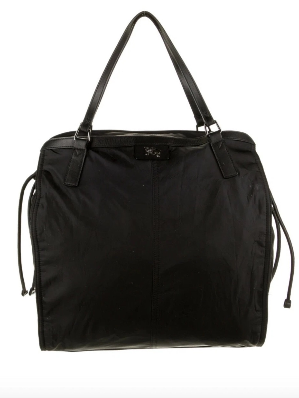 Authentic Burberry Black Buckleigh Nylon Leather Trim Large Tote Bag